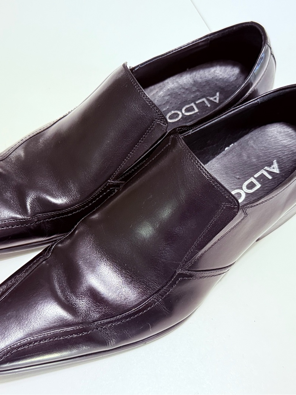 Aldo Black Leather Slip-On Loafers